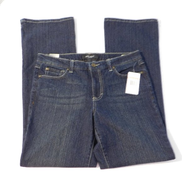Nine West Denim - Nine West Women's Dark Wash Jeans Embroidered Pockets Mid Rise Bootcut Sz 10 NEW